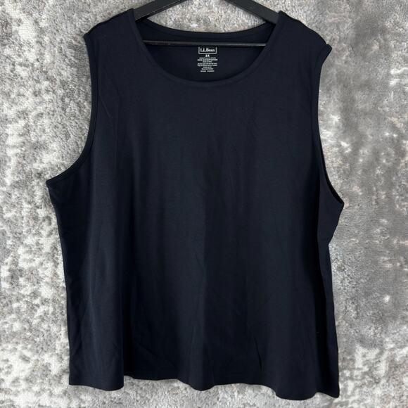 LL Bean Plus Size 3X Supima Cotton Casual Top Black Sleeveless Pullover - Picture 1 of 6